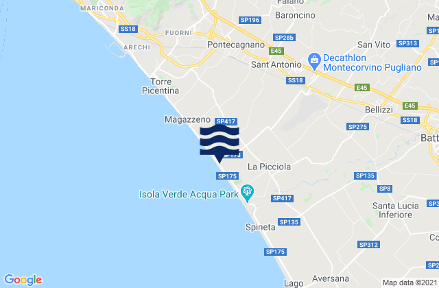 Mapa de mareas Pugliano, Italy