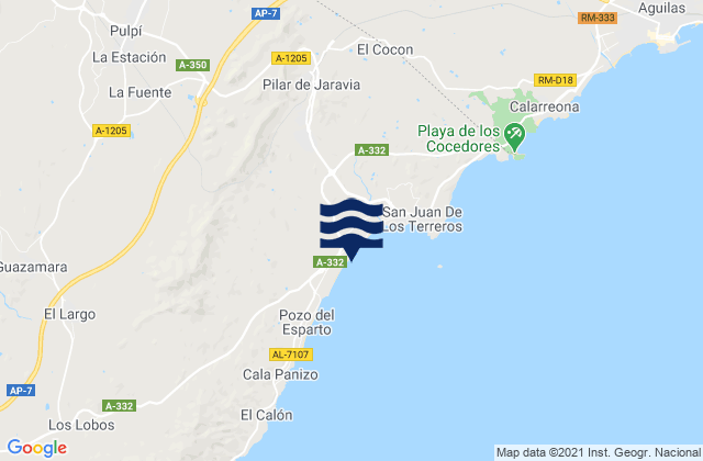 Mapa de mareas Pulpí, Spain