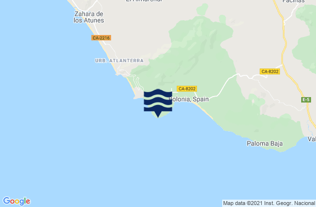 Mapa de mareas Punta Camarinal, Spain