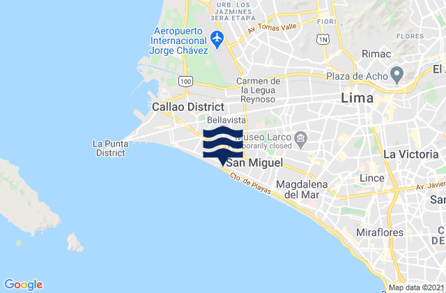 Mapa de mareas Punta Gaviotas, Peru