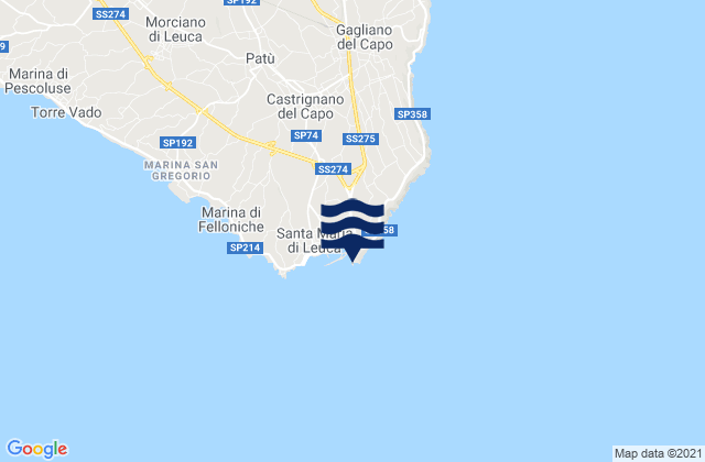 Mapa de mareas Punta Mèliso, Italy