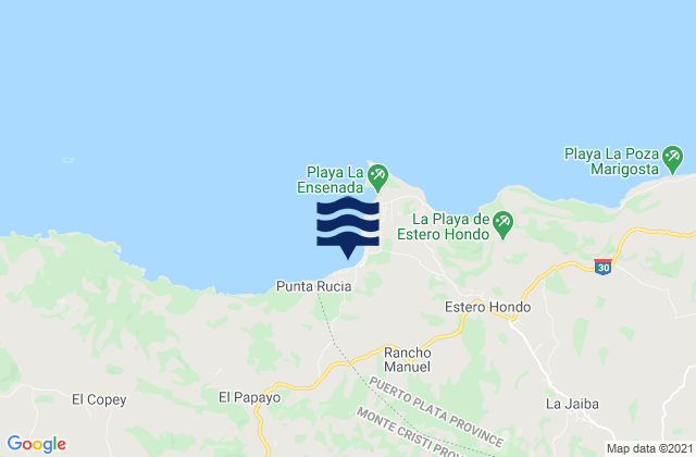 Mapa de mareas Punta Paraiso, Dominican Republic