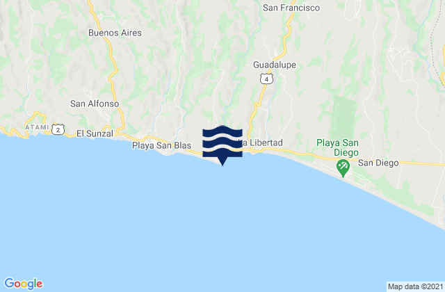 Mapa de mareas Punta Roca, El Salvador