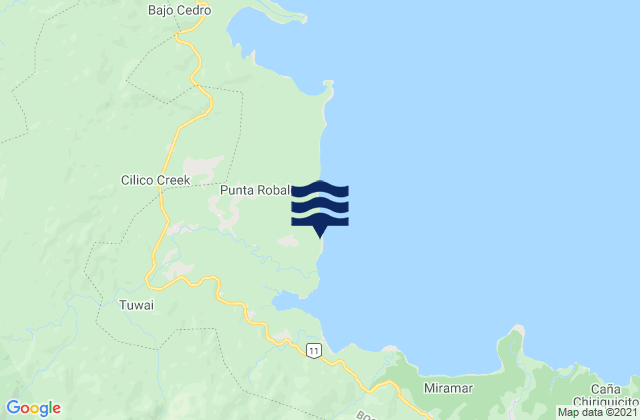 Mapa de mareas Punta Róbalo, Panama