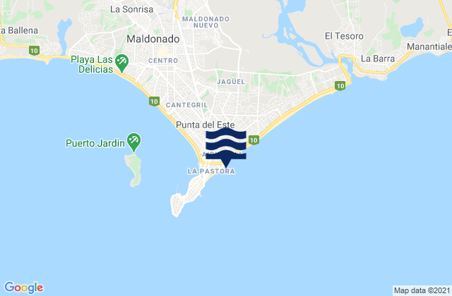 Mapa de mareas Punta del Este, Uruguay