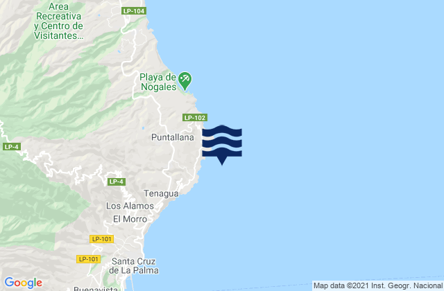 Mapa de mareas Puntallana, Spain