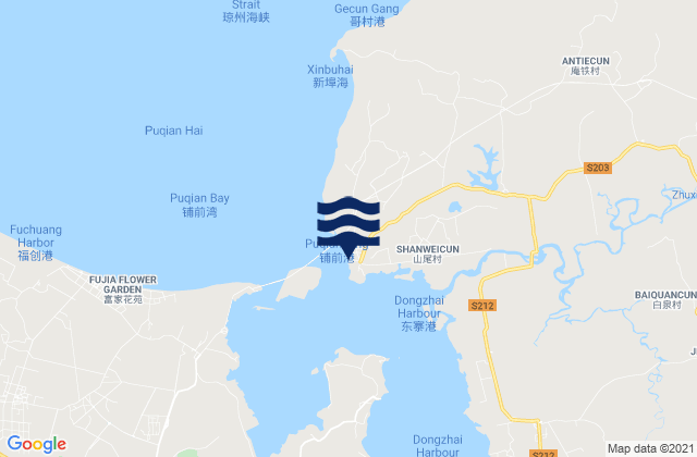 Mapa de mareas Puqian, China