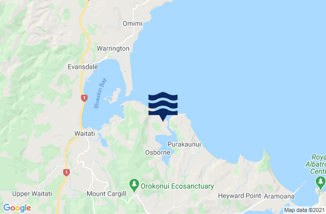 Mapa de mareas Purakaunui Inlet, New Zealand
