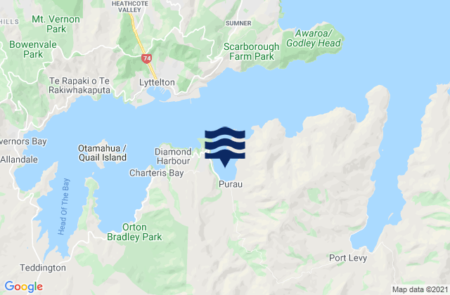 Mapa de mareas Purau Bay, New Zealand