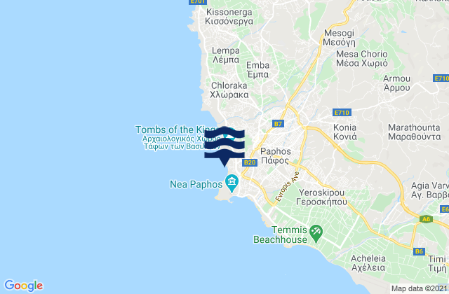 Mapa de mareas Páfos, Cyprus