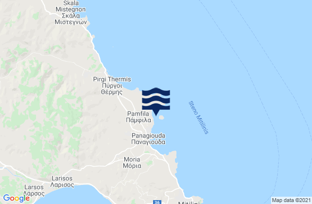 Mapa de mareas Pámfila, Greece