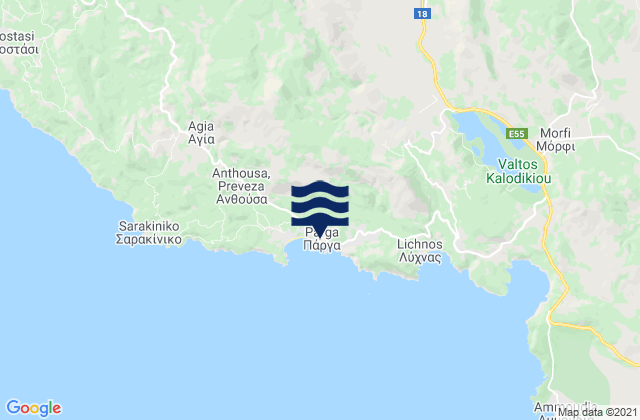 Mapa de mareas Párga, Greece