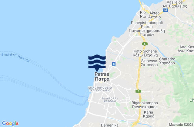 Mapa de mareas Pátra, Greece
