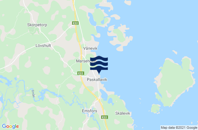 Mapa de mareas Påskallavik, Sweden