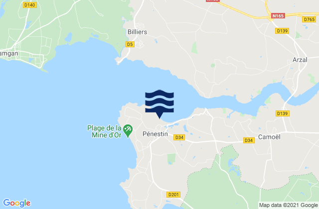 Mapa de mareas Pénestin, France