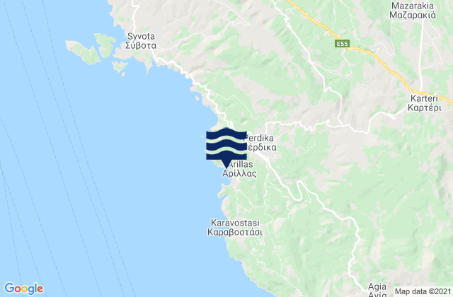 Mapa de mareas Pérdika, Greece