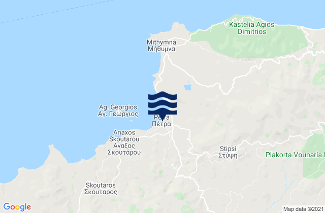 Mapa de mareas Pétra, Greece