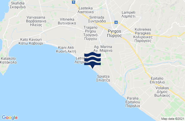 Mapa de mareas Pýrgos, Greece
