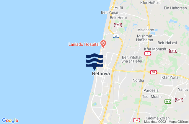 Mapa de mareas Qalansuwa, Israel