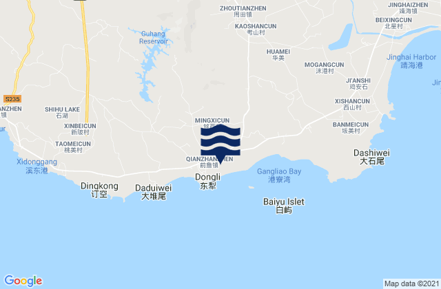 Mapa de mareas Qianzhan, China