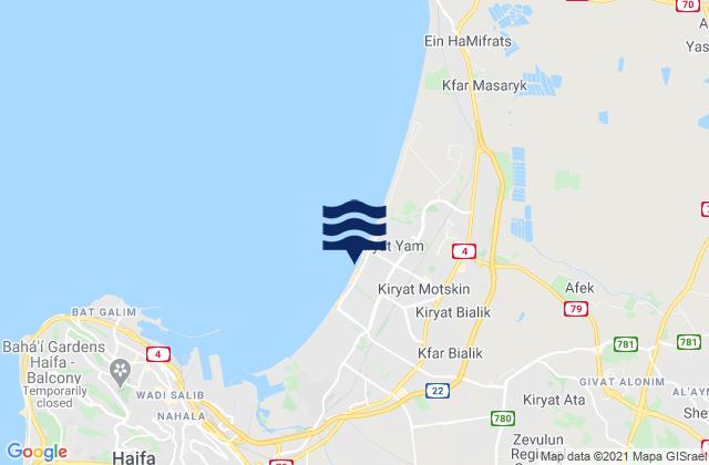 Mapa de mareas Qiryat Ata, Israel