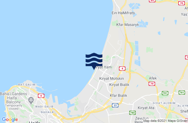 Mapa de mareas Qiryat Moẕqin, Israel