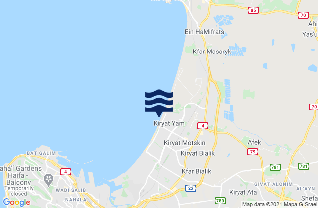 Mapa de mareas Qiryat Yam, Israel