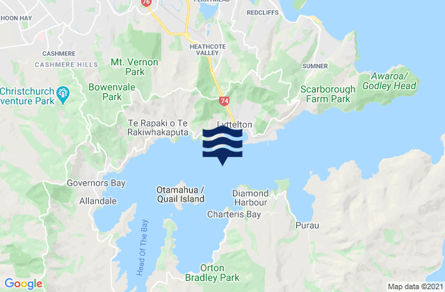 Mapa de mareas Quail Island Beach, New Zealand