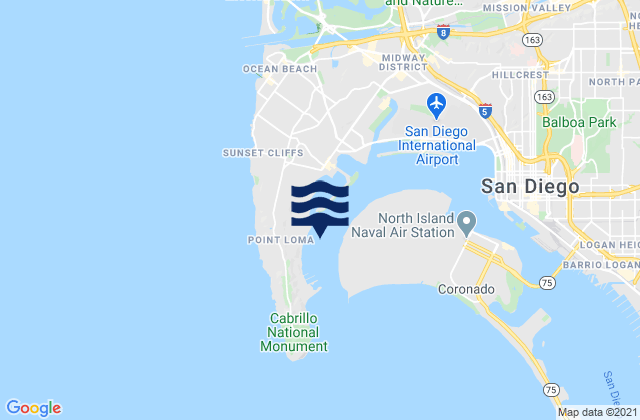 Mapa de mareas Quarantine Station La Playa, United States