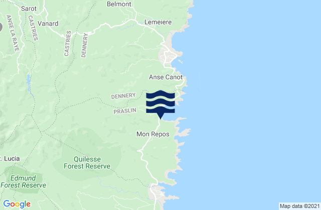 Mapa de mareas Quarter of Praslin, Saint Lucia
