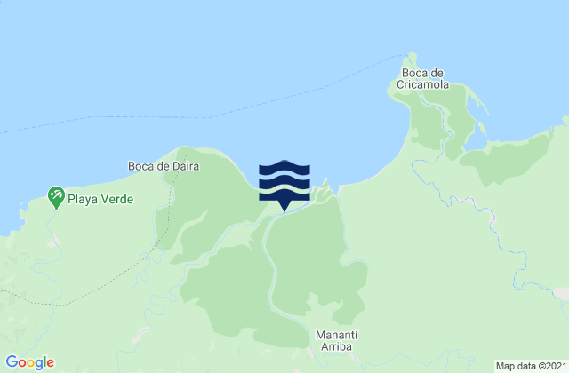 Mapa de mareas Quebrada Tula, Panama