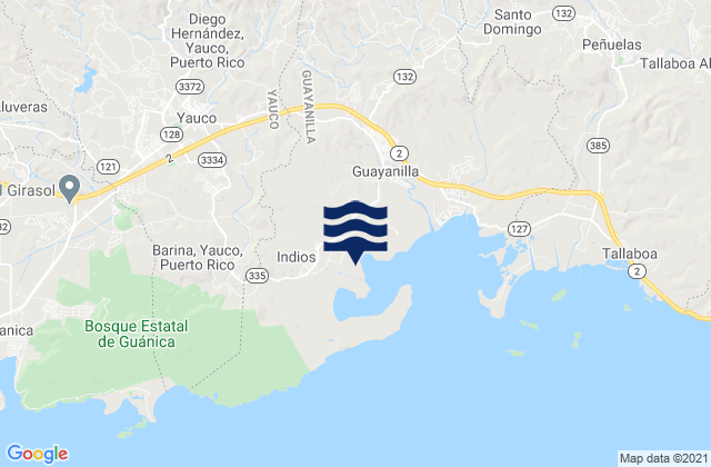 Mapa de mareas Quebradas Barrio, Puerto Rico