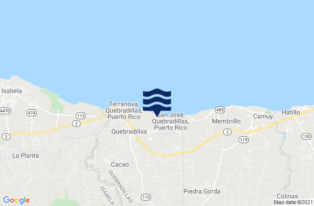 Mapa de mareas Quebradillas Municipio, Puerto Rico