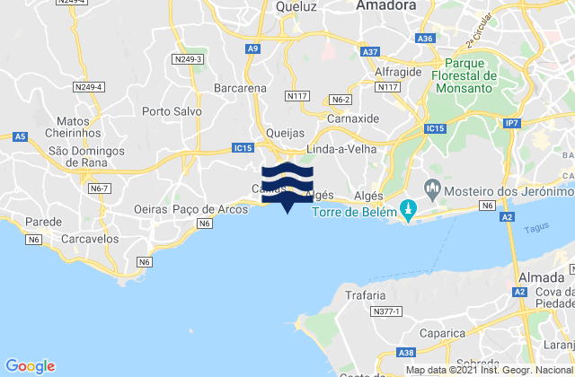 Mapa de mareas Queluz, Portugal