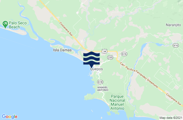 Mapa de mareas Quepos, Costa Rica