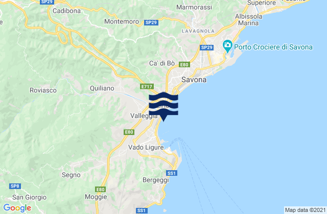 Mapa de mareas Quiliano, Italy