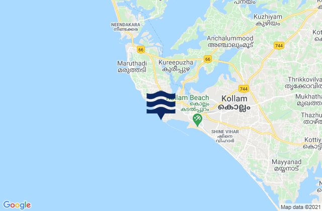 Mapa de mareas Quilon, India