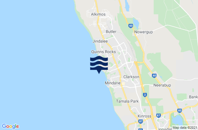 Mapa de mareas Quinns Rocks, Australia