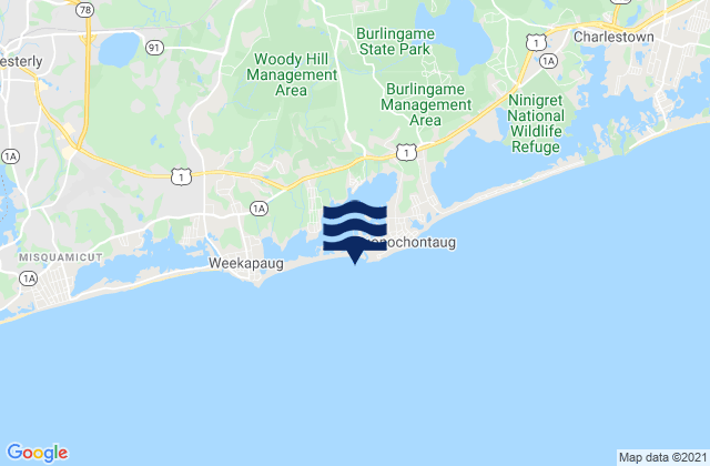 Mapa de mareas Quonochontaug Beach, United States