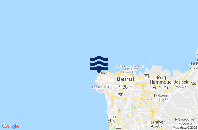 Mapa de mareas Ra's Bayrut, Lebanon