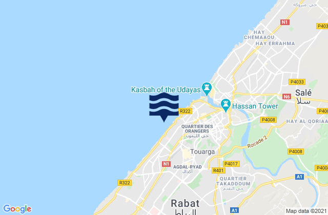 Mapa de mareas Rabat, Morocco