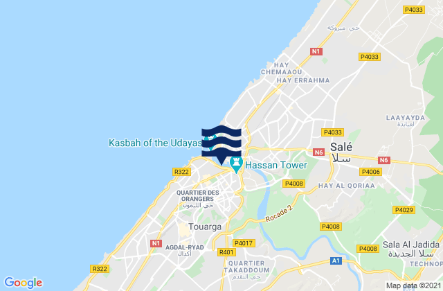 Mapa de mareas Rabat, Morocco