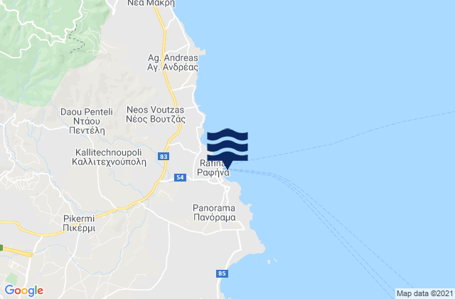 Mapa de mareas Rafína, Greece