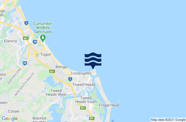 Mapa de mareas Rainbow Bay, Australia