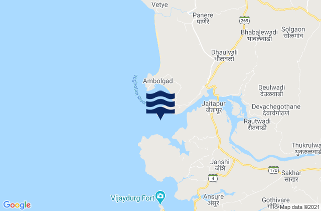 Mapa de mareas Rajapur River entrance, India
