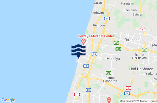 Mapa de mareas Ramat HaSharon, Israel