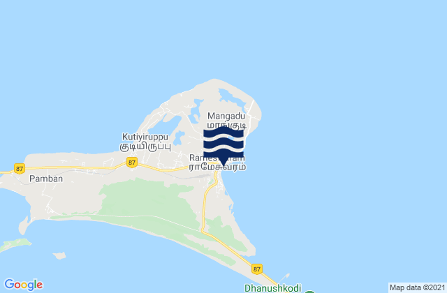 Mapa de mareas Rameswaram, India