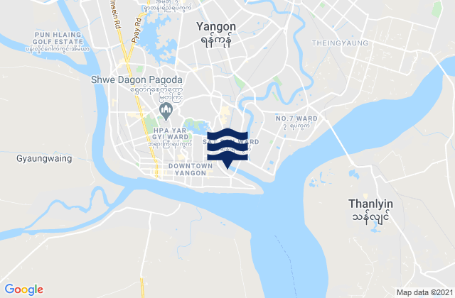 Mapa de mareas Rangoon, Myanmar