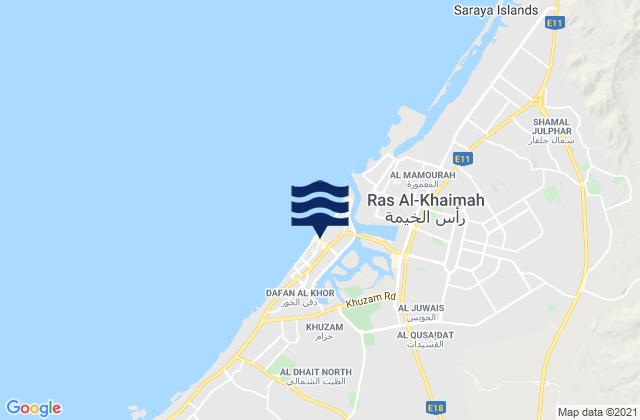 Mapa de mareas Ras Al Khaimah City, United Arab Emirates