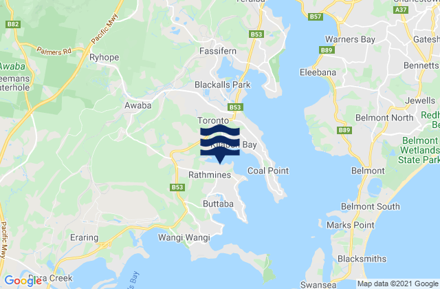 Mapa de mareas Rathmines, Australia